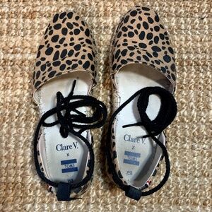 TOMS x Clare V. Lace Up Espadrille - LEOPARD CANVAS